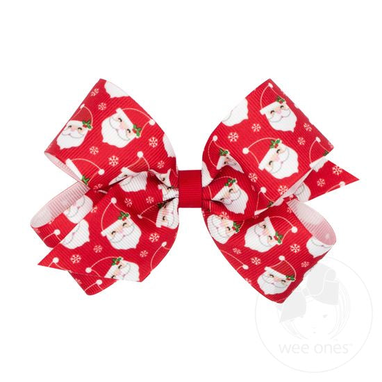MEDIUM GROSGRAIN CHRISTMAS PRINT BOW