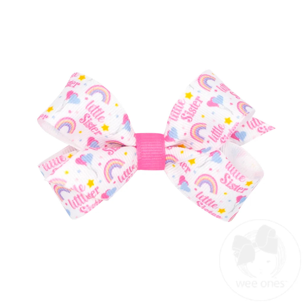 Medium "Big Sis" Printed Grosgrain Hair Bow
