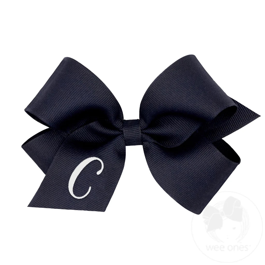 Medium Monogrammed Grosgrain Girls Hair Bow