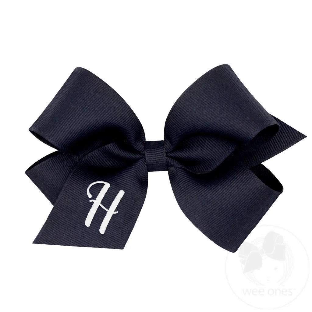 Medium Monogrammed Grosgrain Girls Hair Bow