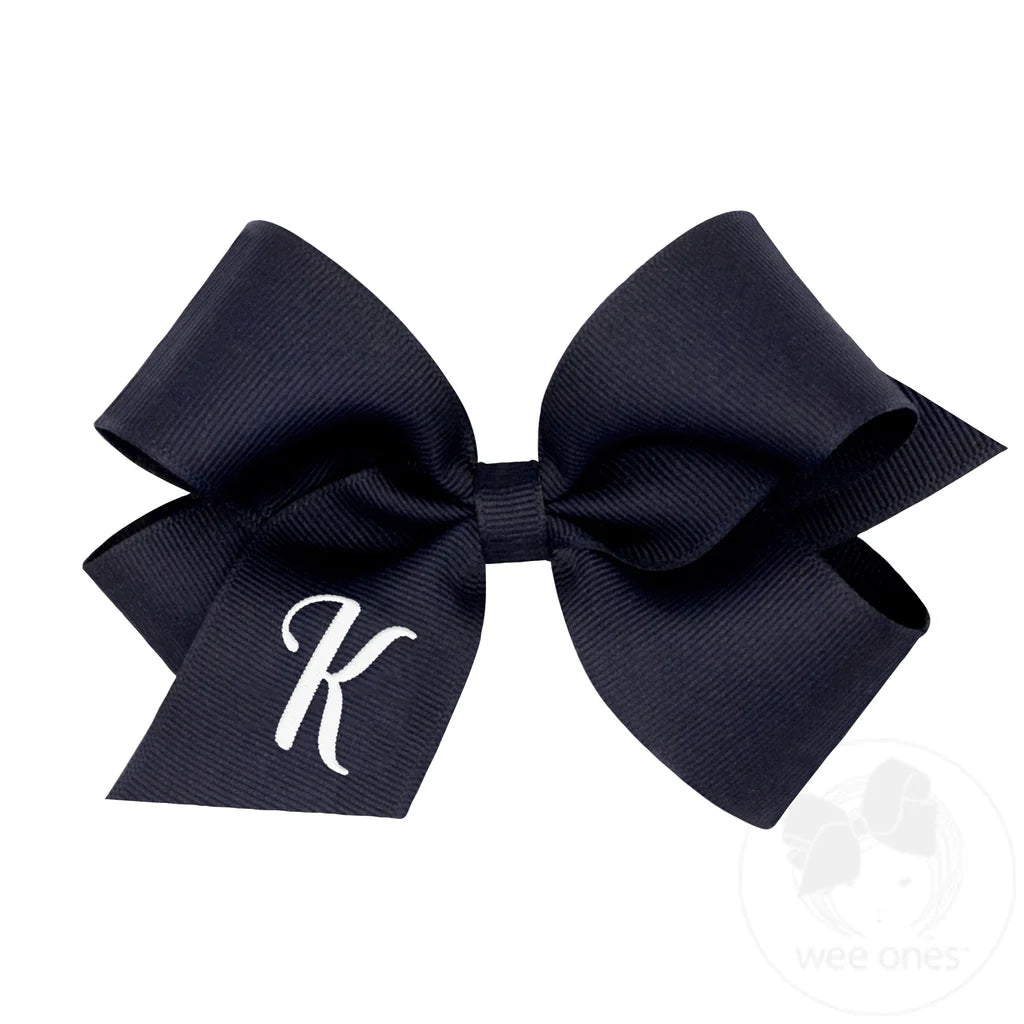 Medium Monogrammed Grosgrain Girls Hair Bow