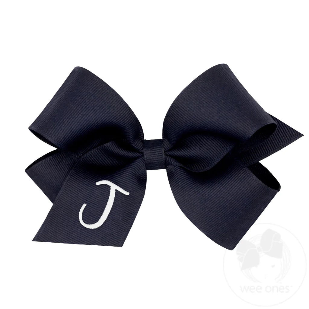 Medium Monogrammed Grosgrain Girls Hair Bow