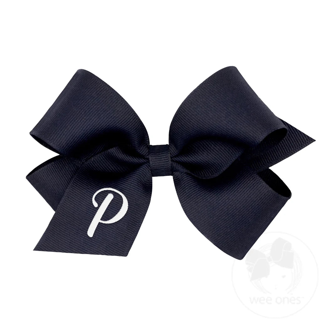 Medium Monogrammed Grosgrain Girls Hair Bow