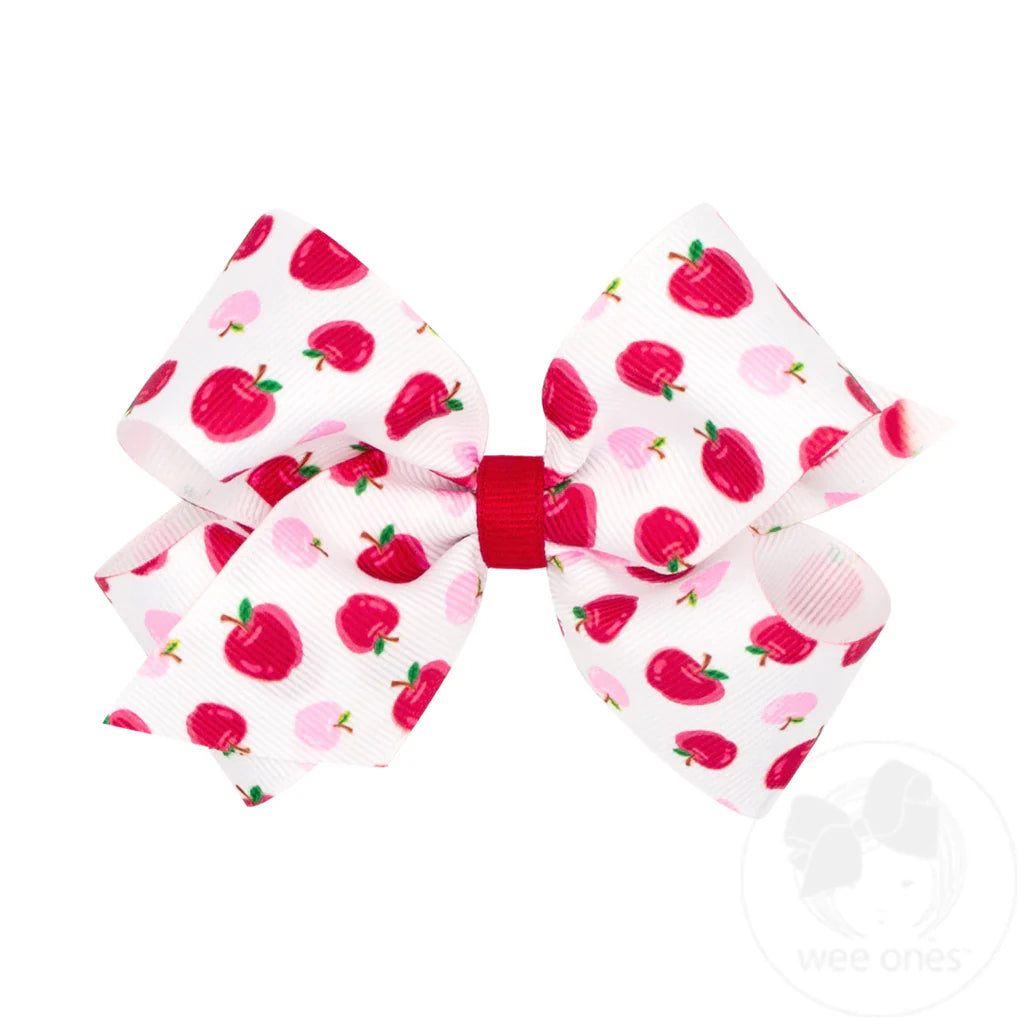 Medium Back to School Print Grosgrain Hair Bow