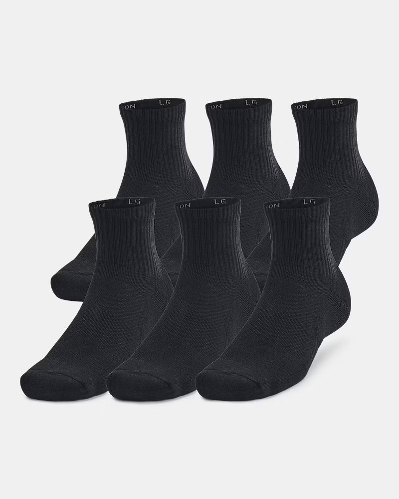 UA Training Cotton Unisex 6-Pack Quarter Socks