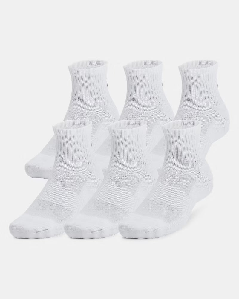 UA Training Cotton Unisex 6-Pack Quarter Socks