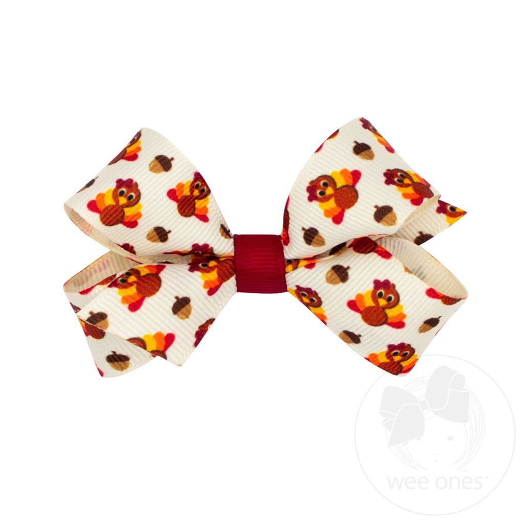 MINI GROSGRAIN HARVEST PRINT BOW