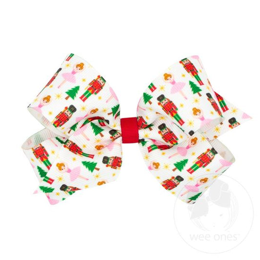 MEDIUM GROSGRAIN CHRISTMAS PRINT BOW