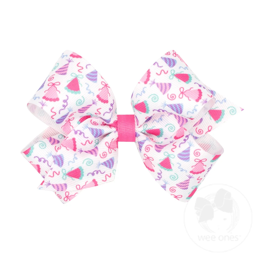MEDIUM BIRTHDAY PRINT GROSGRAIN BOW