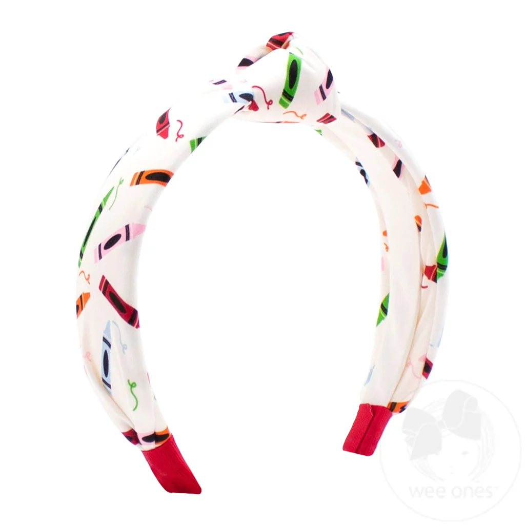 BACK TO SCHOOL PRINTED KNOT HEADBAND