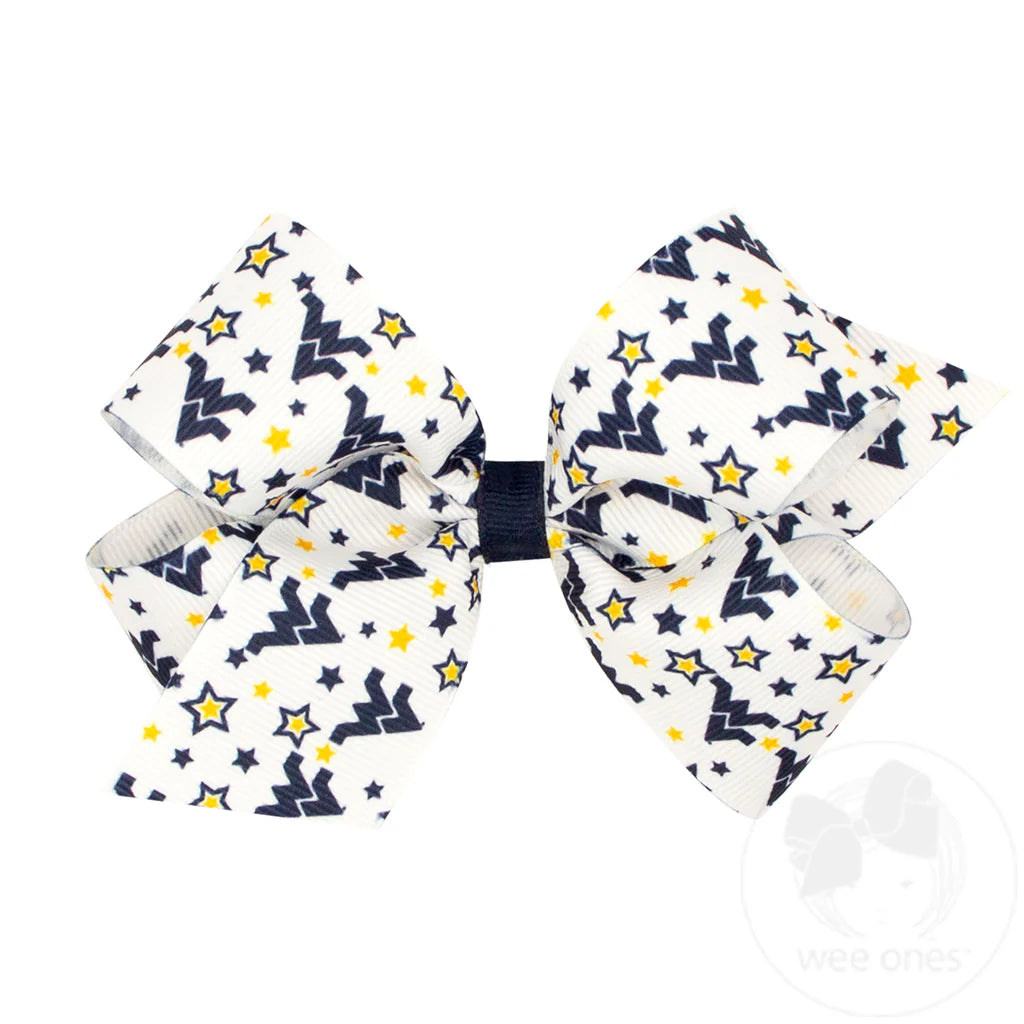 MEDIUM COLLEGE STAR PRINT BOW