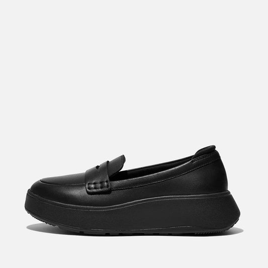 F-MODE LEATHER FLATFORM PENNY LOAFERS