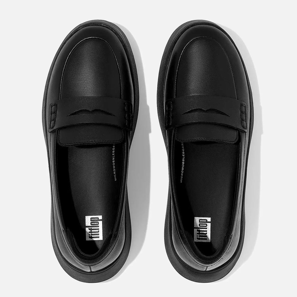 F-MODE LEATHER FLATFORM PENNY LOAFERS