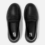 F-MODE LEATHER FLATFORM PENNY LOAFERS