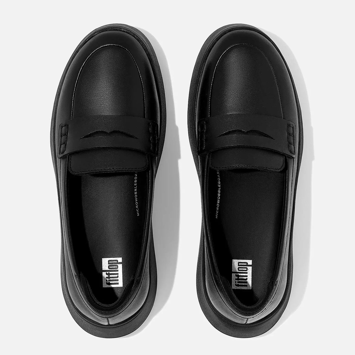 F-MODE LEATHER FLATFORM PENNY LOAFERS