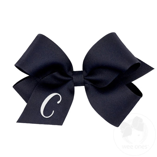 Medium Monogrammed Grosgrain Girls Hair Bow