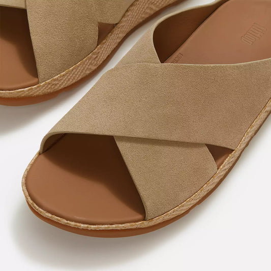 LULU LUX GRAPHIC-WEAVE SUEDE CROSS SLIDE