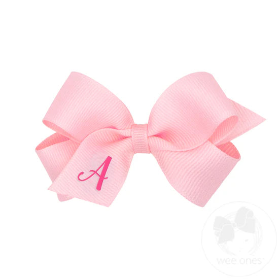 Mini Monogrammed Grosgrain Bow