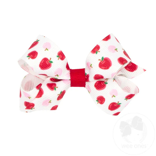 Mini Back to School Print Grosgrain Hair Bow