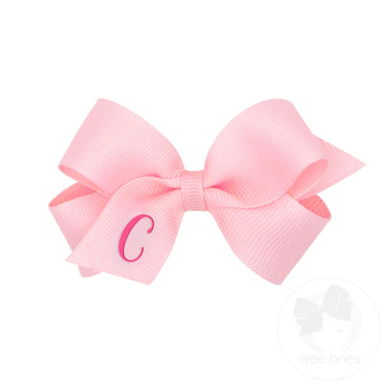 Mini Monogrammed Grosgrain Bow