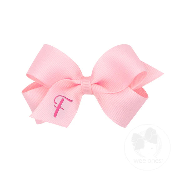 Mini Monogrammed Grosgrain Bow