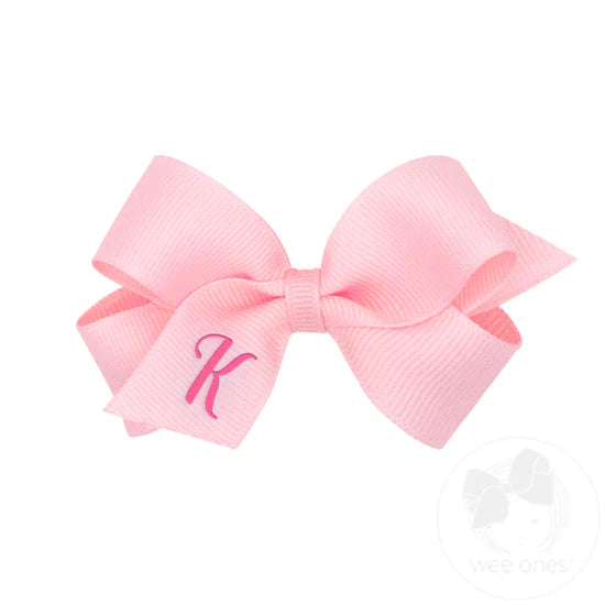 Mini Monogrammed Grosgrain Bow