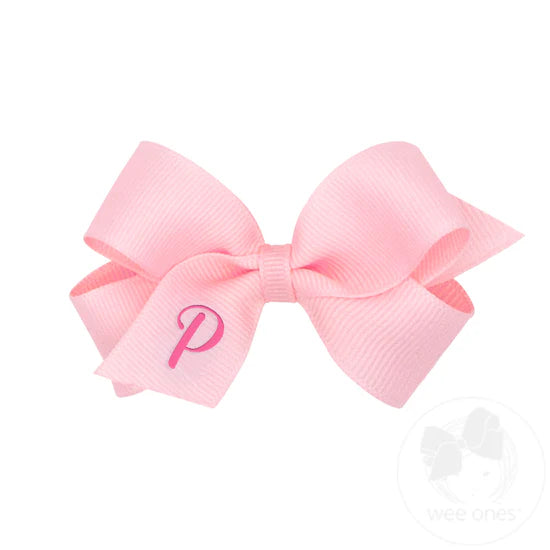 Mini Monogrammed Grosgrain Bow